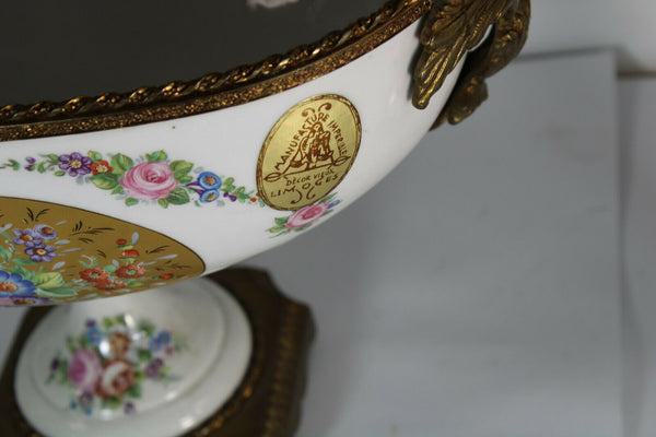 Vintage limoges mantel porcelain set centerpiece vases Bronze Caryatids
