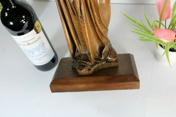 Antique wood carved archangel gabriel Statue religious