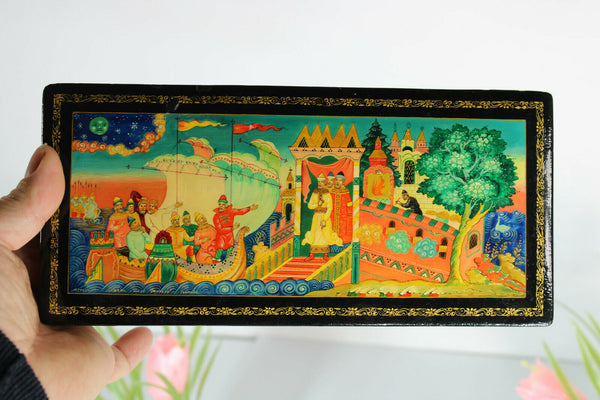 Russian ussr Lacquer wood Box Hand Painted