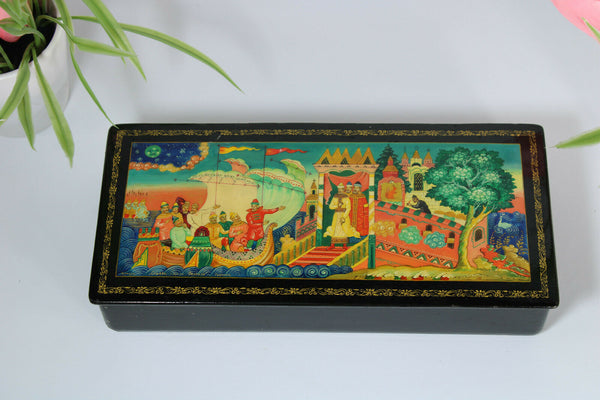 Russian ussr Lacquer wood Box Hand Painted