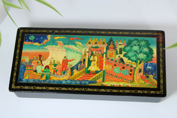 Russian ussr Lacquer wood Box Hand Painted