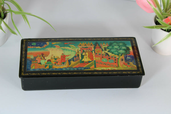 Russian ussr Lacquer wood Box Hand Painted