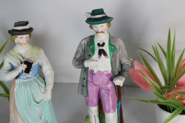 PAIR vieux andenne bisque porcelain Couple figurine hunter