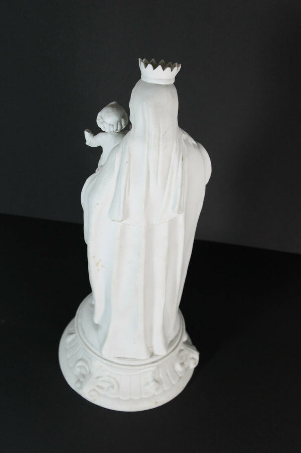 Antique porcelain bisque white madonna child figurine statue religious