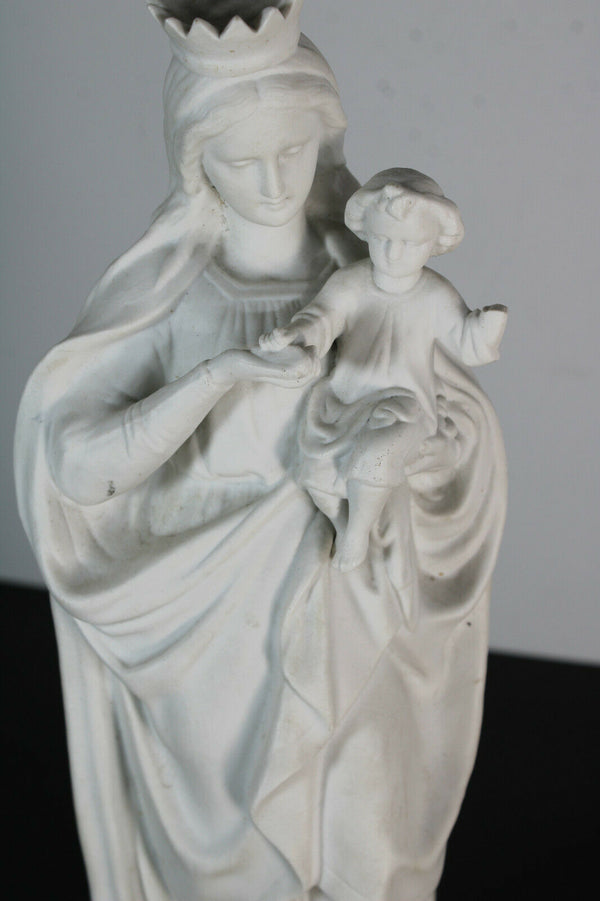 Antique porcelain bisque white madonna child figurine statue religious