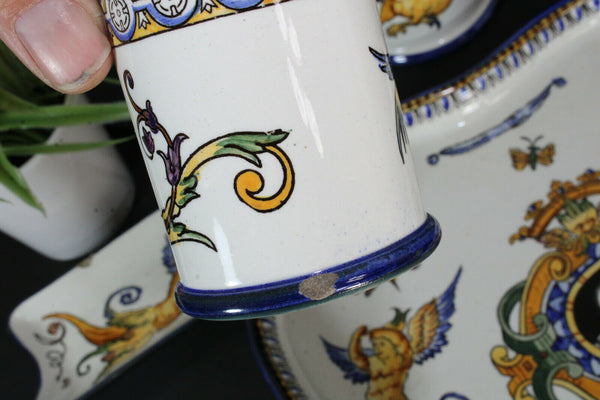 Antique Porcelain de GIEN marked Smoking set mythological theme