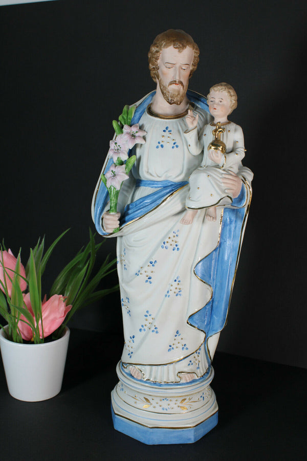 Antique bisque porcelain saint joseph Figurine statue religious