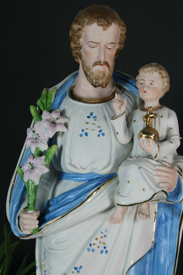 Antique bisque porcelain saint joseph Figurine statue religious