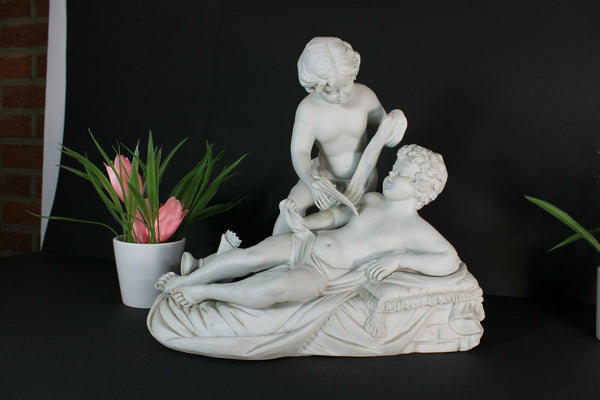 Capodimonte Carpie marked bisque porcelain cupido cherub putti statue group