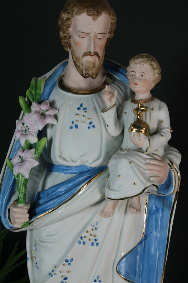 Antique bisque porcelain saint joseph Figurine statue religious