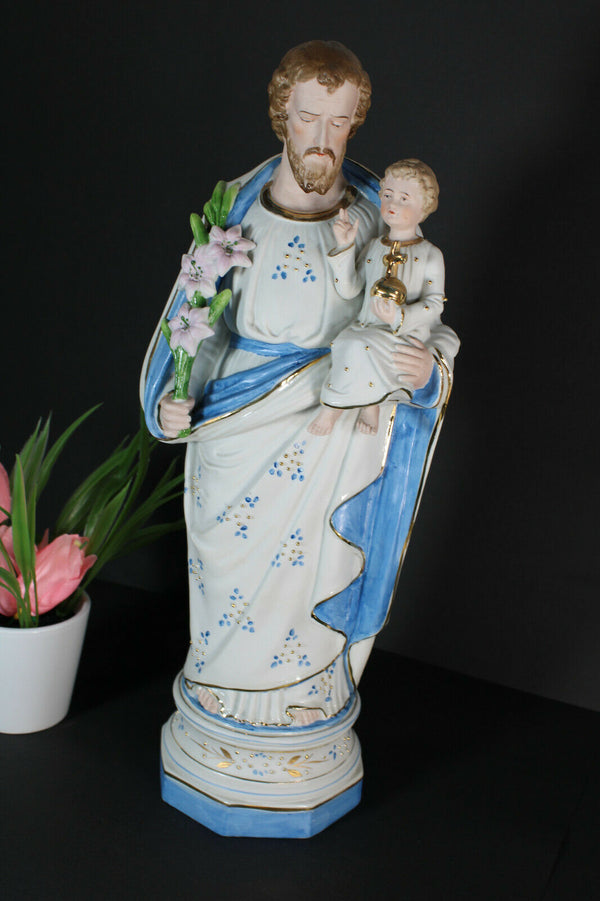 Antique bisque porcelain saint joseph Figurine statue religious