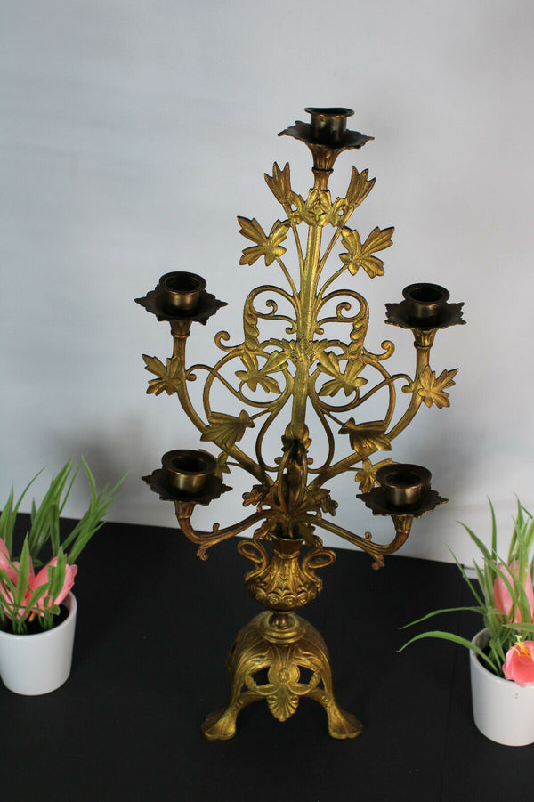 Antique metal spelter church candle holder candelabra religious