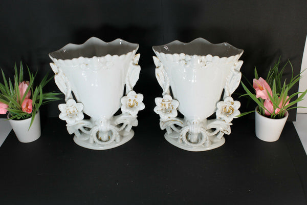 pair antique vieux paris porcelain vases floral decor