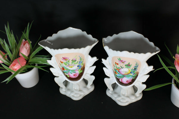 pair antique vieux paris porcelain floral vases