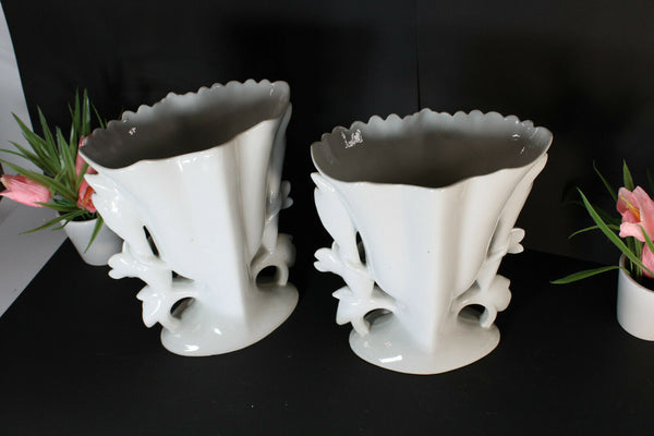 pair antique vieux paris porcelain vases floral decor