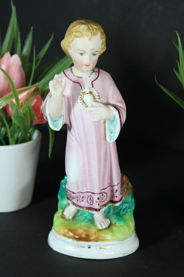 Antique vieux andenne porcelain bisque figurine statue young jesus