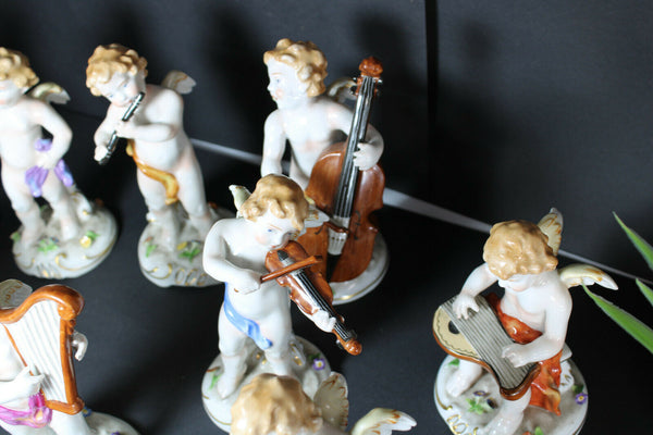 Set 10 German schierholz porcelain marked Musician figurine angels cherubs