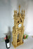 Vintage artisan hand made wood cut 30" Table clock neo gothic cathedral form