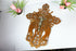 Vintage 1950 French wood cut crucifix archangel figurine sunburst religious