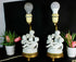 pair german bisque porcelain cherub putti group table lamps marked
