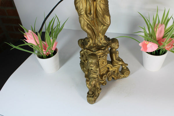 Antique Bronze 3 graces putti cherub angels base Table lamp