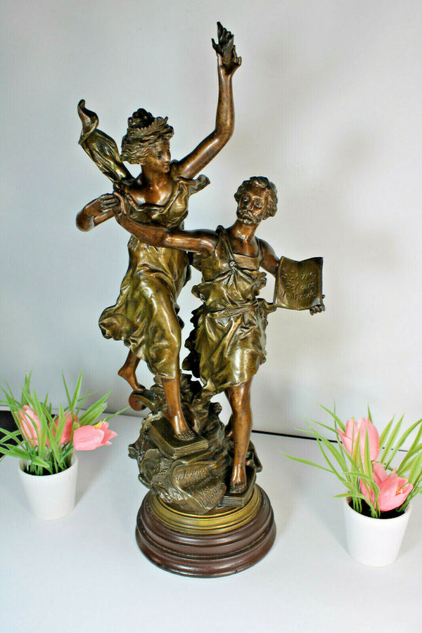 Antique Rancoulet signed zamac bronze patina Statue sculpture