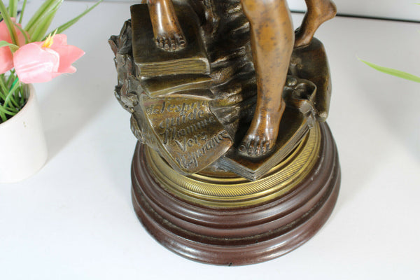 Antique Rancoulet signed zamac bronze patina Statue sculpture