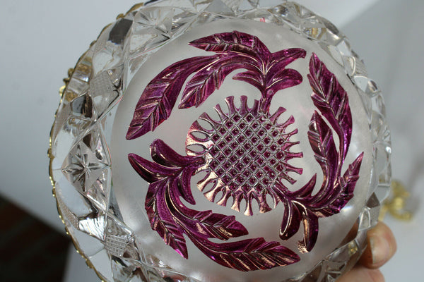 vintage french crystal glass amethyst colour ashtray