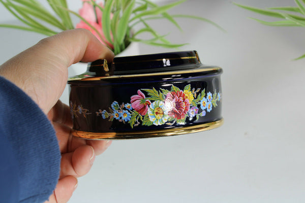 vintage greece porcelain floral ashtray 1970s hand paint