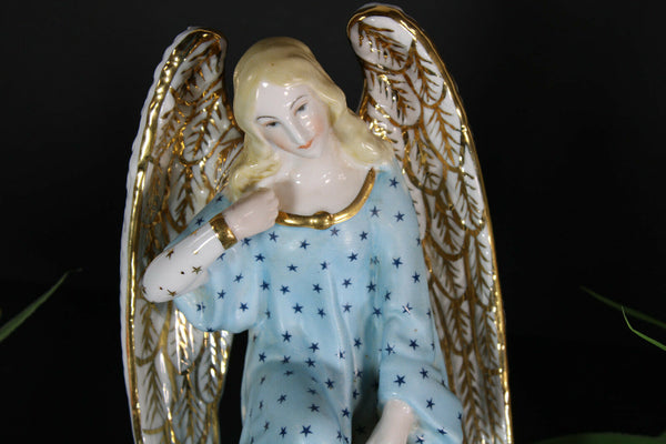 Antique French vieux paris porcelain angel holy water font marked JP