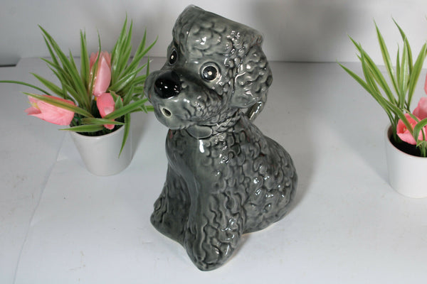 20th Century French barbotine Ceramic Poodle Pitcher 1950s