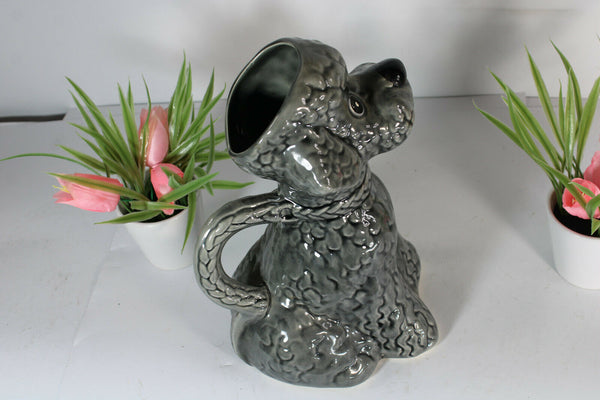 20th Century French barbotine Ceramic Poodle Pitcher 1950s