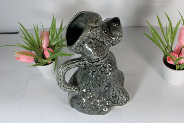 20th Century French barbotine Ceramic Poodle Pitcher 1950s