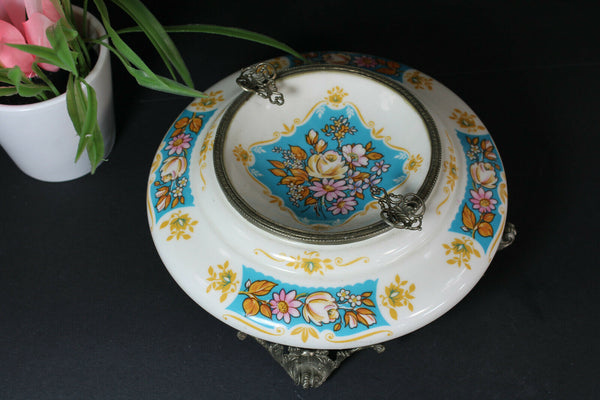 Vintage porcelain ashtray 1970 floral decor