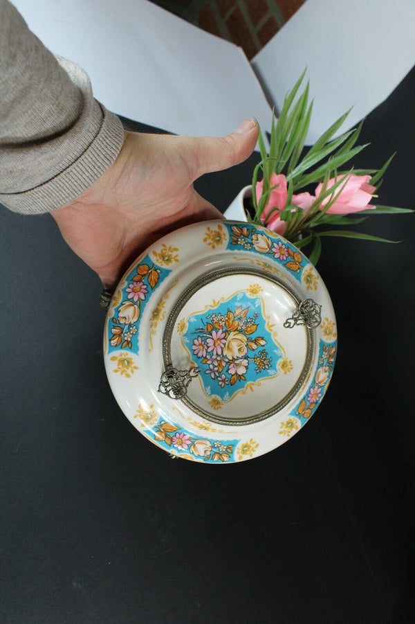 Vintage porcelain ashtray 1970 floral decor