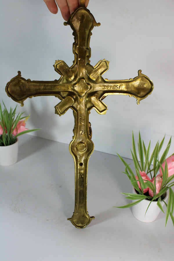 Antique bronze crucifix Religious marked DL