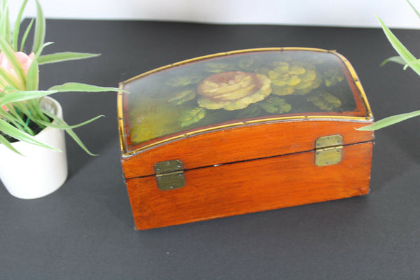 Vintage Wood carved hand paint floral decor box