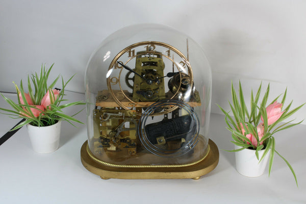 Steampunk skeleton vintage table clock hand made under globe dome glass rare