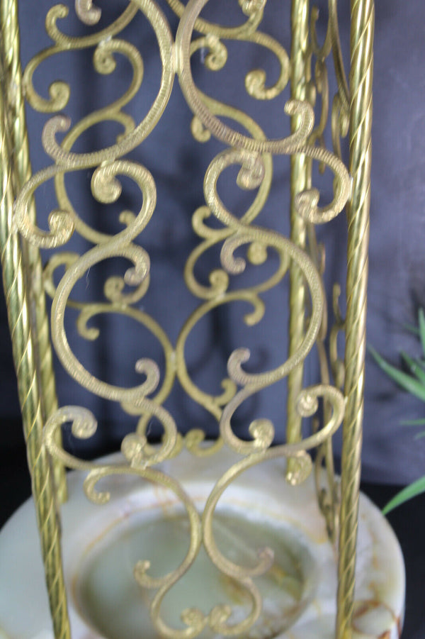 Vintage Umbrella Brass onyx marble stand holder 1970s