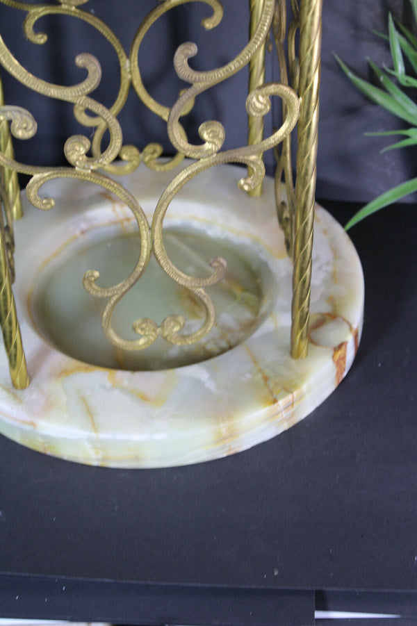 Vintage Umbrella Brass onyx marble stand holder 1970s
