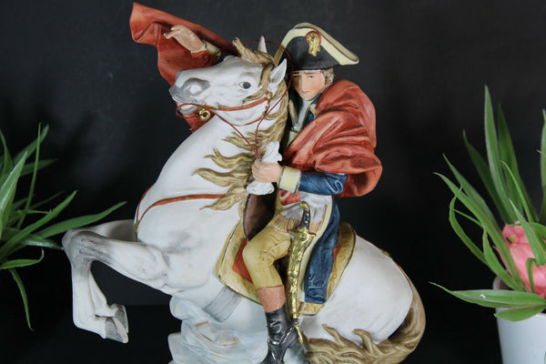 Vintage napoleon on horse Bisque porcelain capodimonte statue figurine