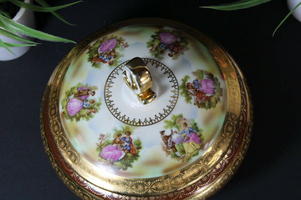 Czech vintage porcelain fragonard medaillons bonbonniere box marked