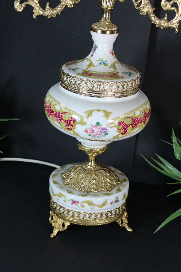 Vintage italian porcelain Table lamp porcelain glass bowl