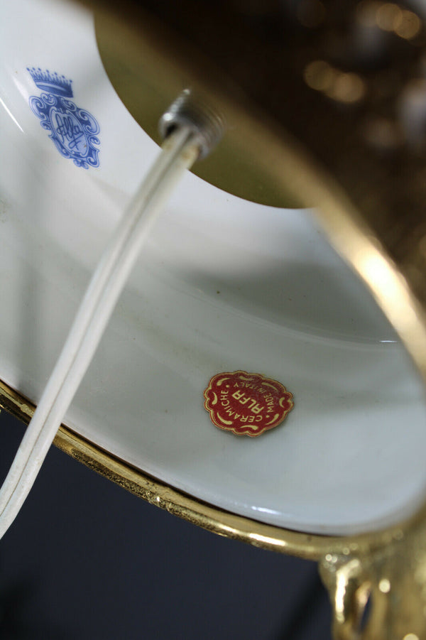 Vintage italian porcelain Table lamp porcelain glass bowl