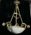 Vintage french brass alabaster bowl Chandelier lamp 1970