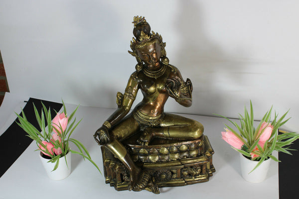 Vintage Tibetan Vajrasattva Buddha  Bronze statue