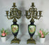 PAIR antique French faience romantic victorian scene Candelabras candle holders