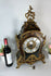 XL Vintage boulle mantel clock floral decor wood brass