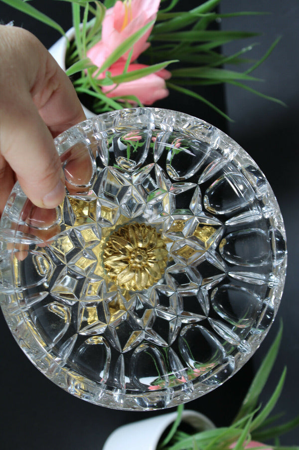 French crystal glass centerpiece bowl brass cherub putti figurial empire design
