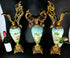 Antique art nouveau french mantel set faience romantic Vase pitcher satyr head